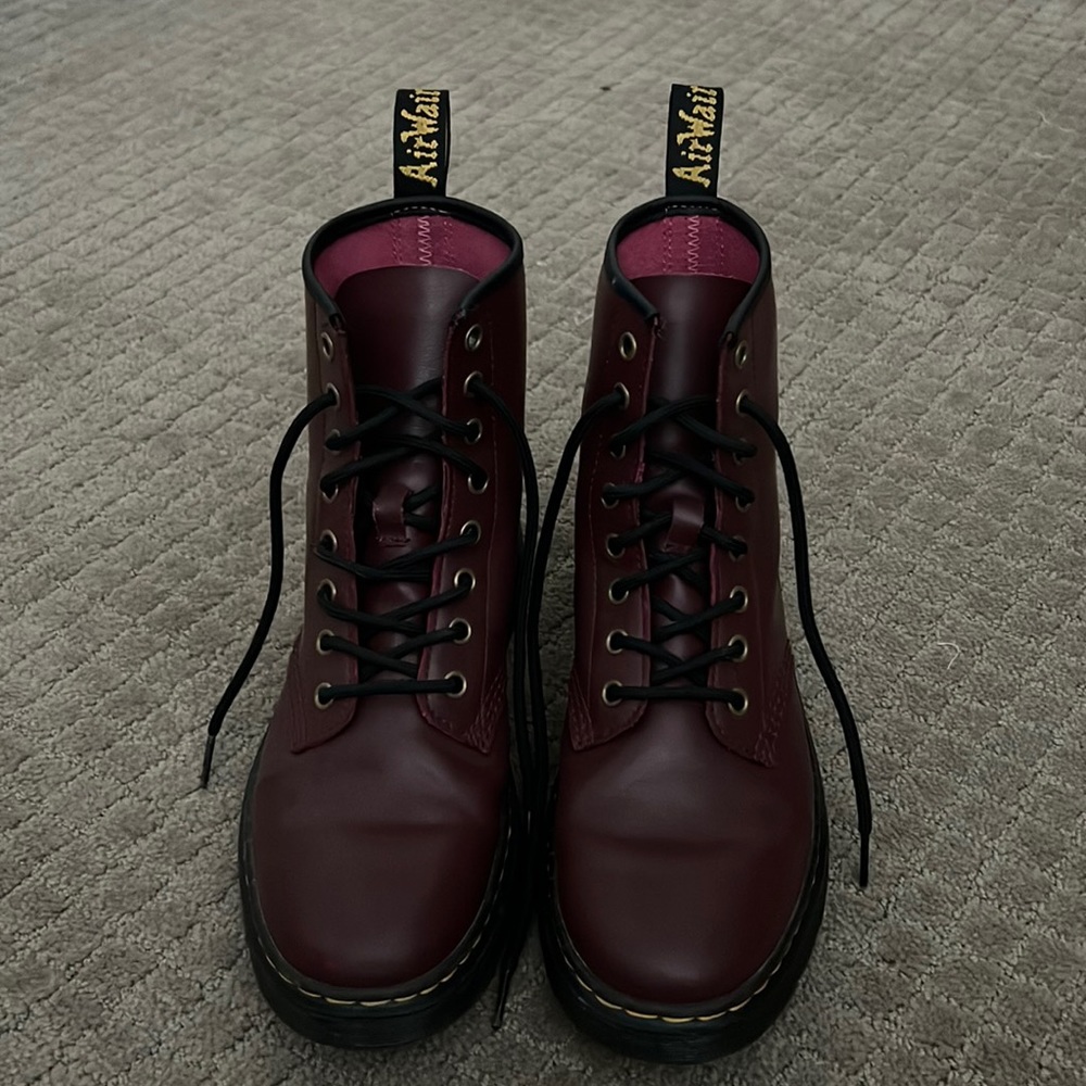 doc martins, maroon, size is 7 in womens  :)
